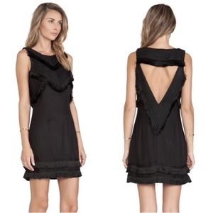 REVOLVE | Mara Hoffman Black Fringe mini Open Back Flapper-like Dress